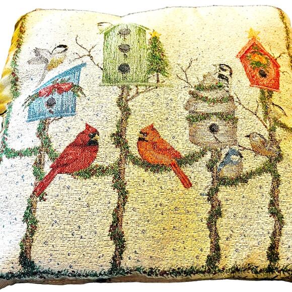 Birds and Bird Houses Accent Pillow 16” x 16” - Picture 3 of 4